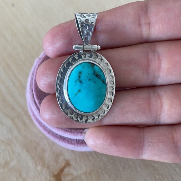 Turquoise and Silver Necklace Pendant - Picture 3 of 3
